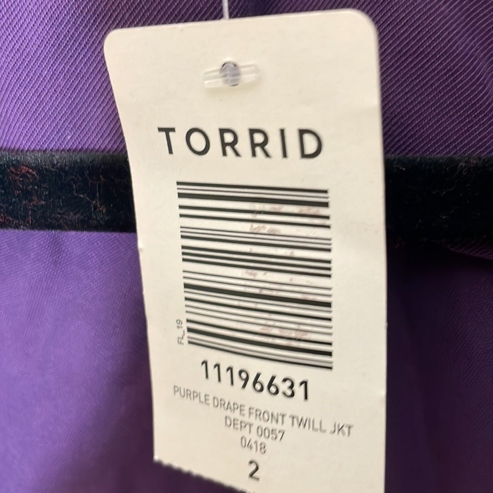 Torrid 2 TWILL DRAPE FRONT JACKET purple - Picture 5 of 7